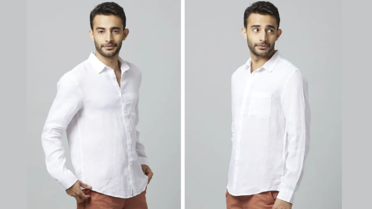 Celio Men White Solid Regular Fit Linen Casual Shirts