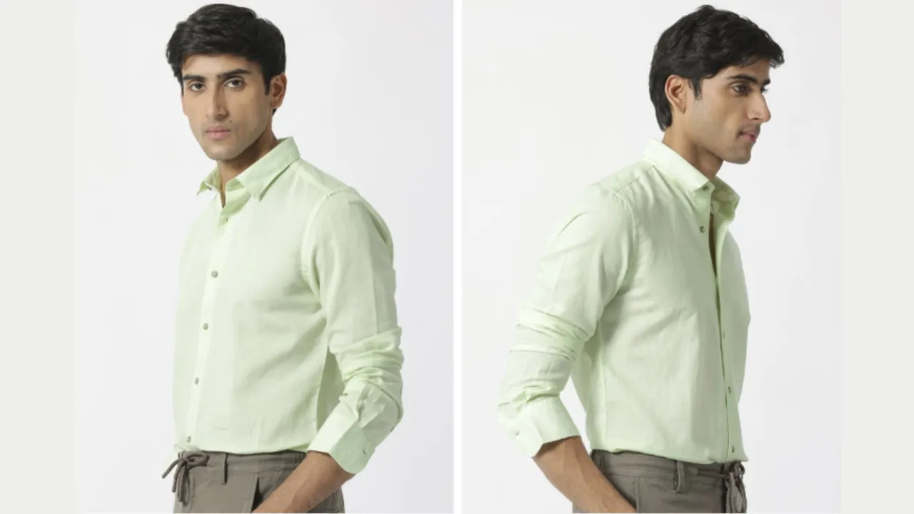 RARE RABBIT Men Linux Slim Fit Spread Collar Linen Shirt