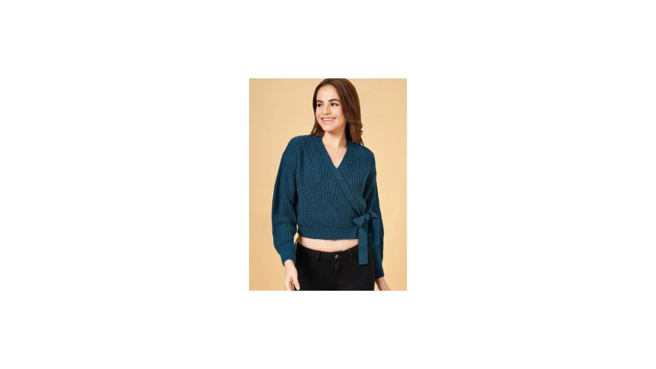 Honey by Pantaloons Ribbed Crop Cardigan