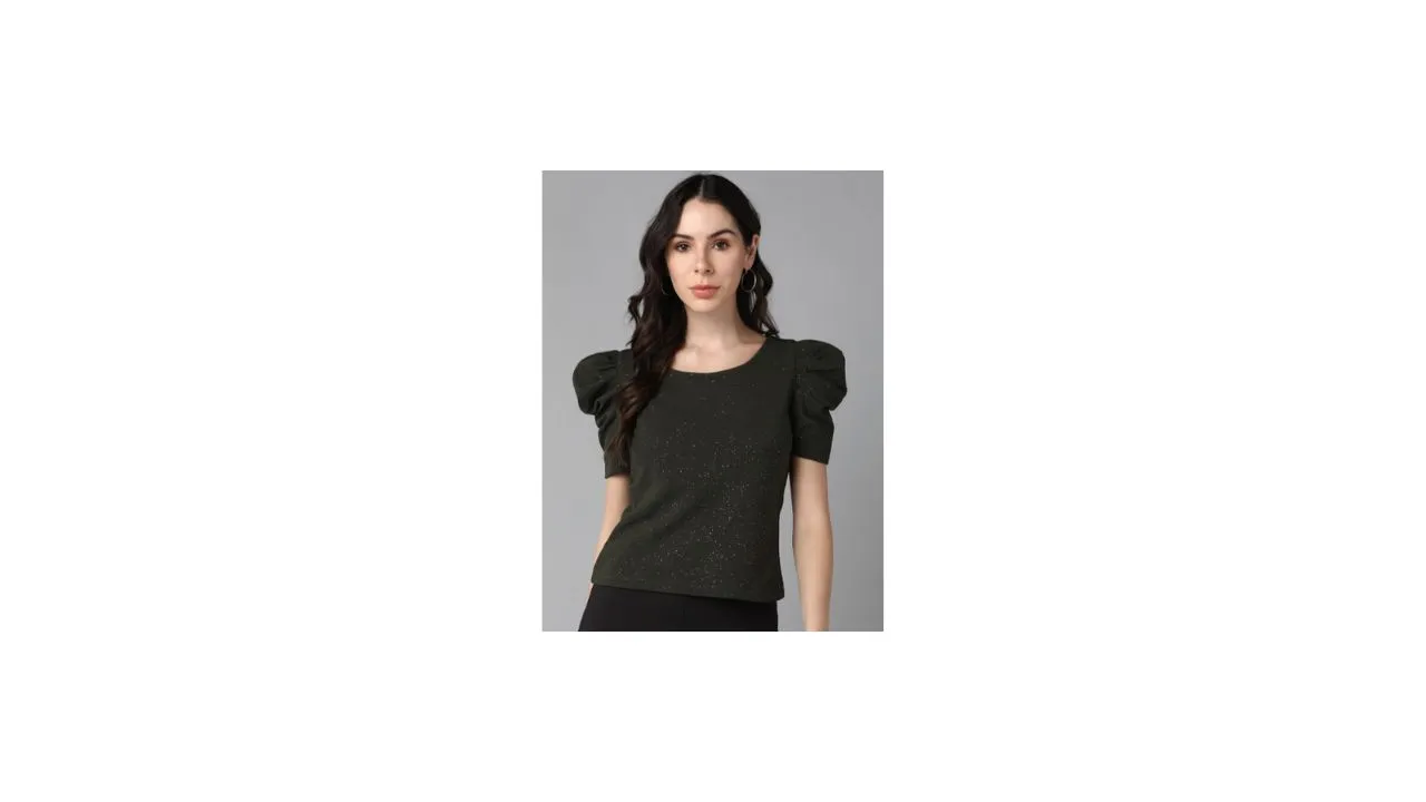 Roadster Embellished Puffed Sleeves Top