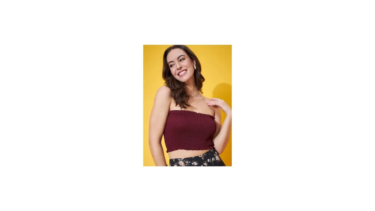 Berrylush BASICS Strapless Smocked Tube Crop Top