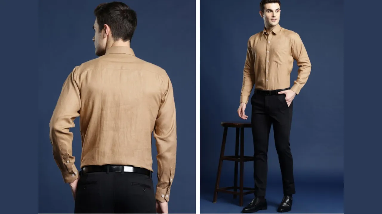 Hancock Men Slim Fit Pure Linen Formal Shirt