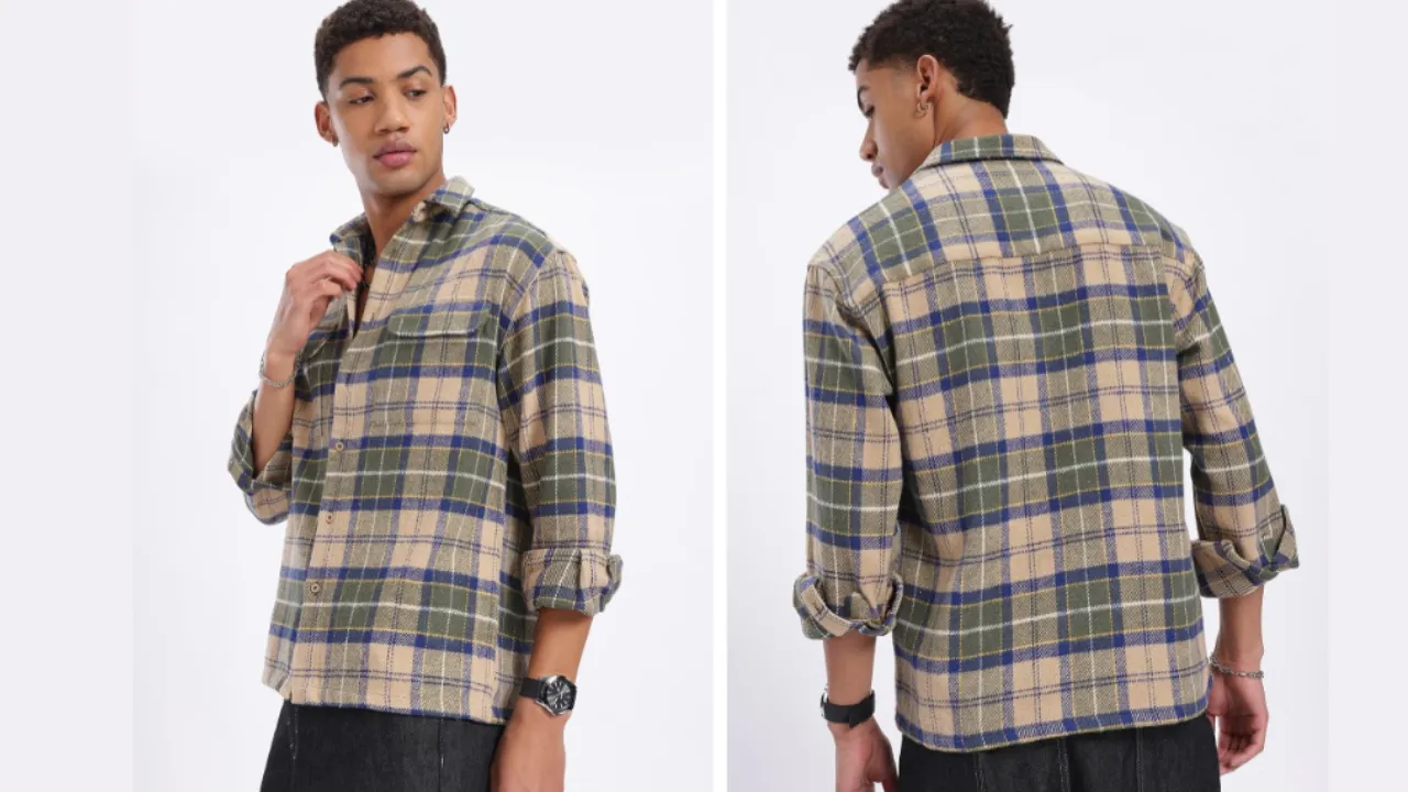 glitchez Flannel Flair Checked Oversized Shirt