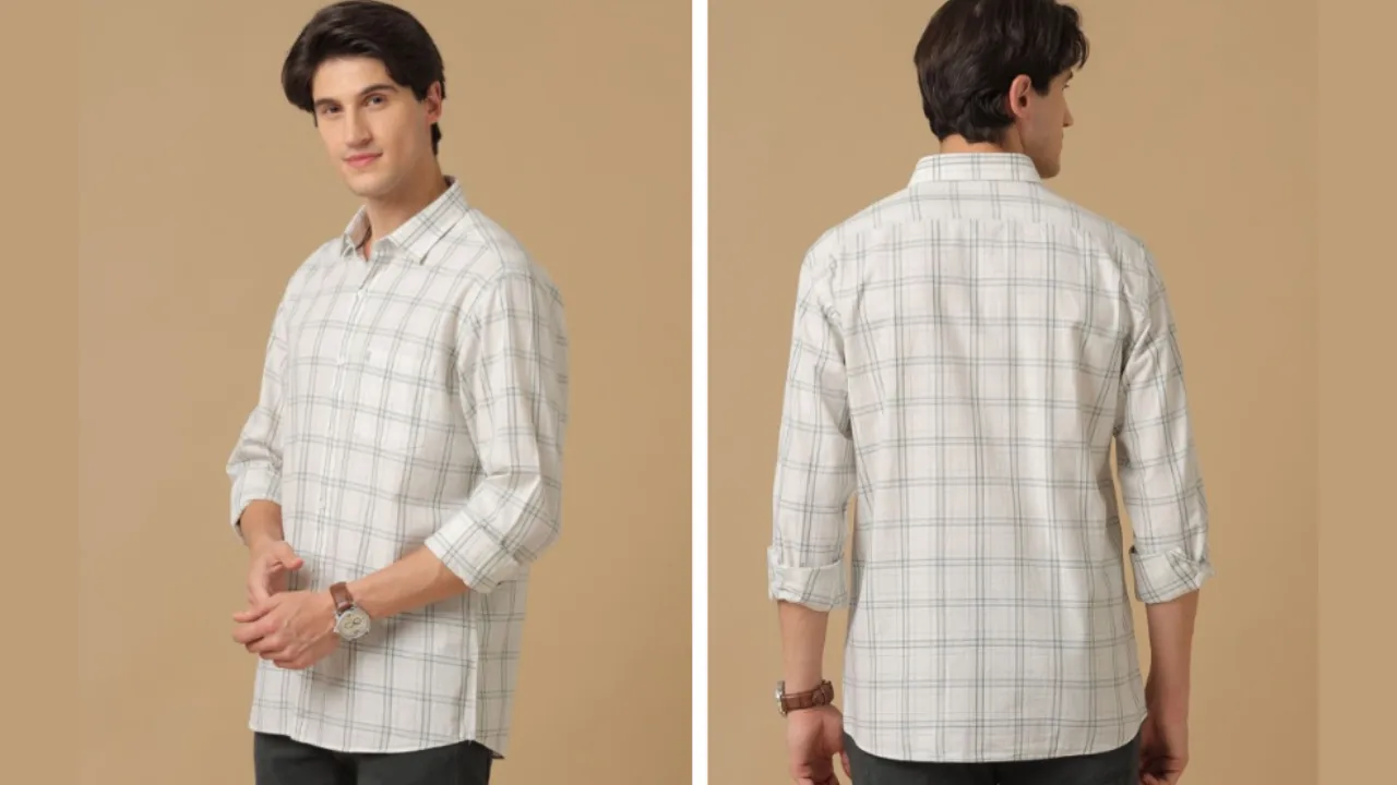 CAVALLO by Linen Club Men Contemporary Slim Fit Tartan Checks Opaque Checked Casual Shirt