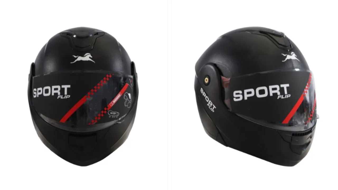 TVS Men Half Face Flip Helmet
