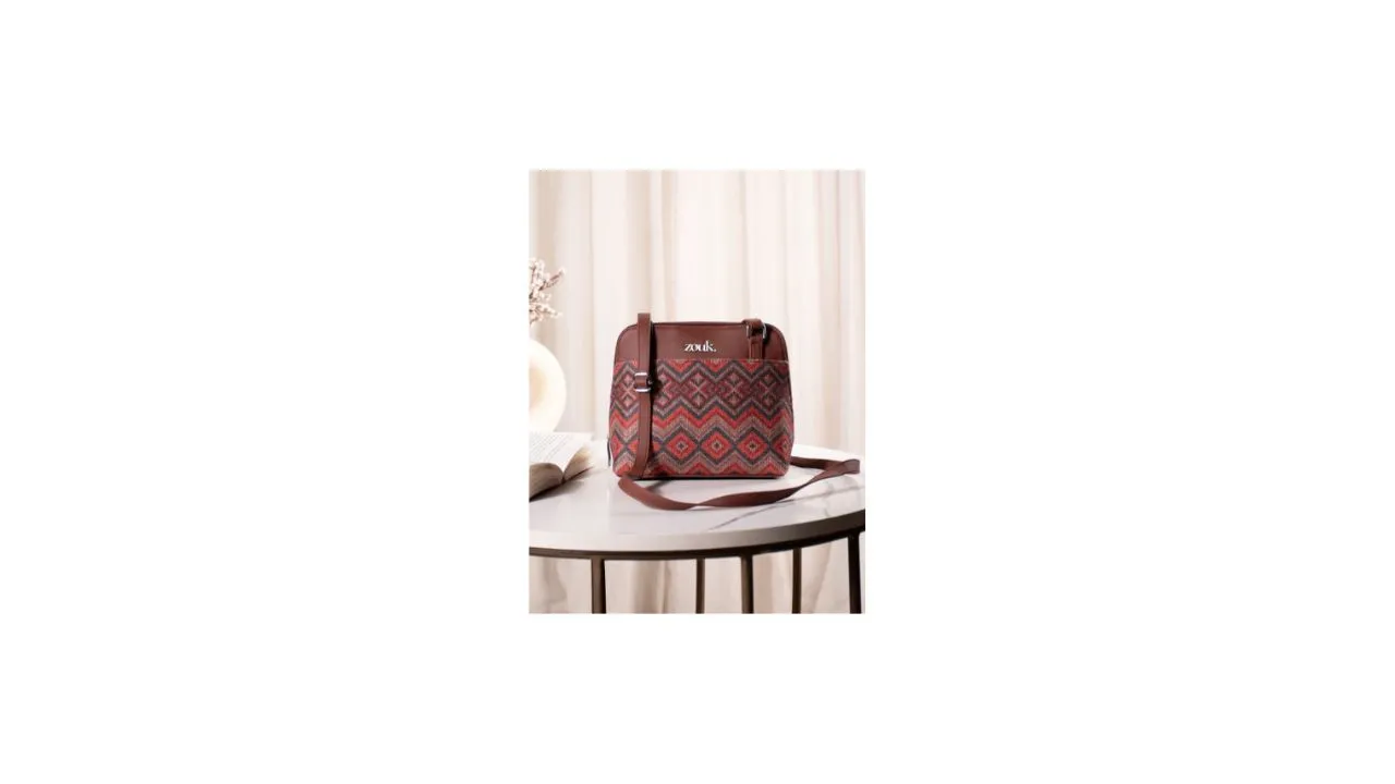 ZOUK Geometric Printed Structured Sling Bag