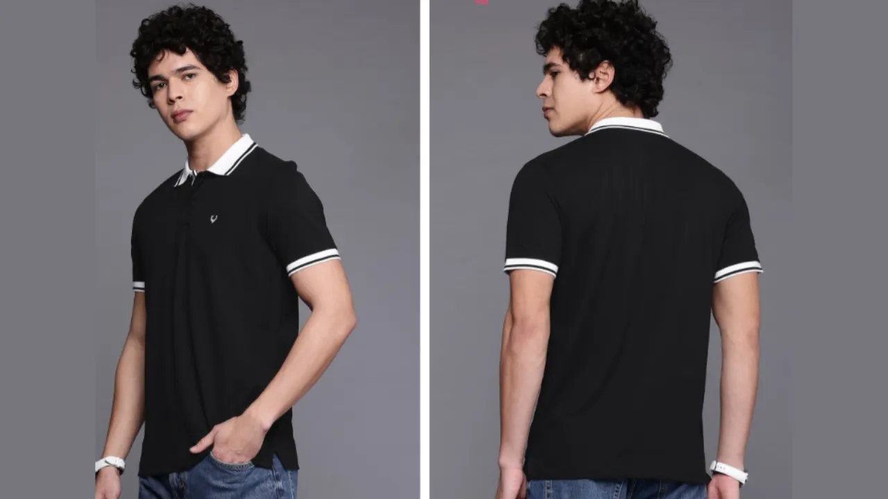 Allen Solly Solid Polo Collar T-shirt with Contrast Collar