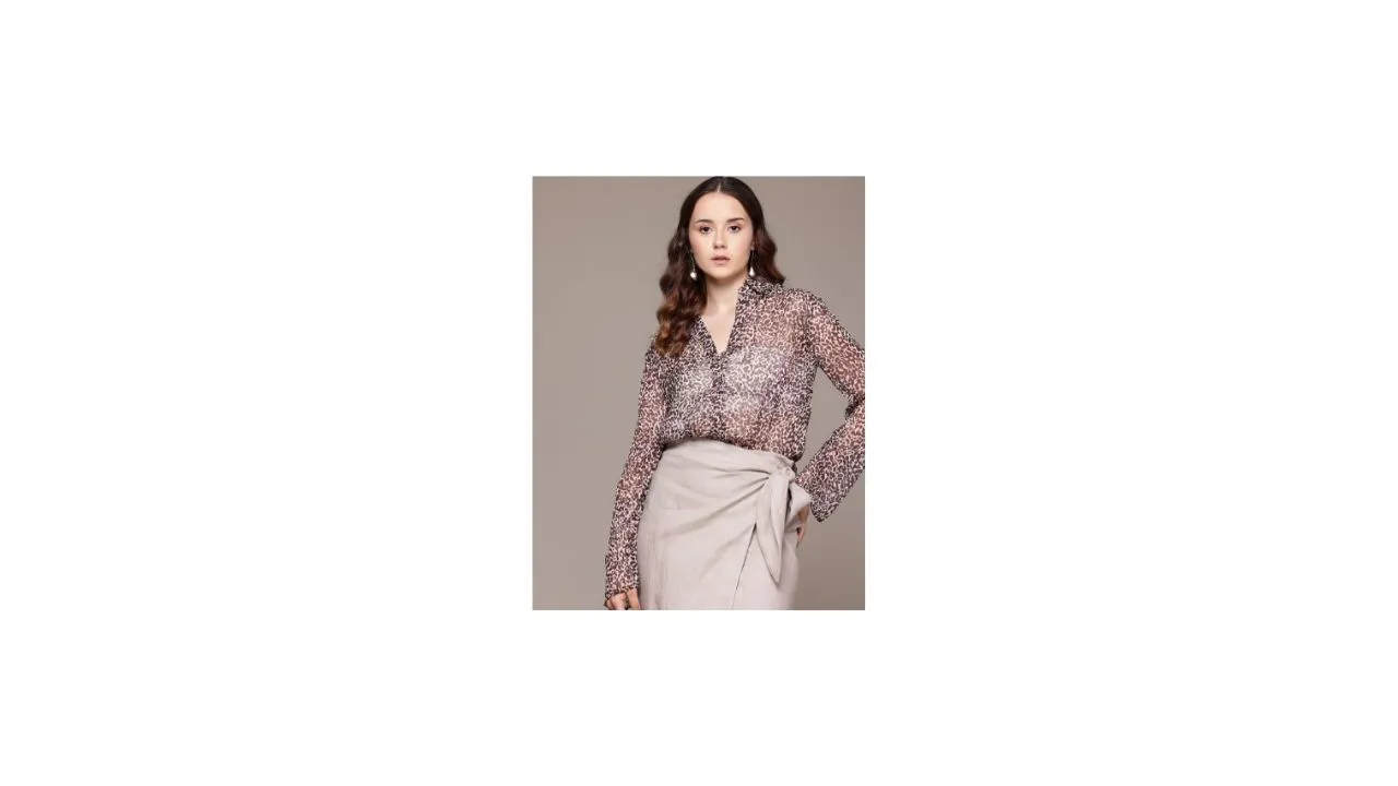 MANGO Animal Sheer Print Casual Shirt