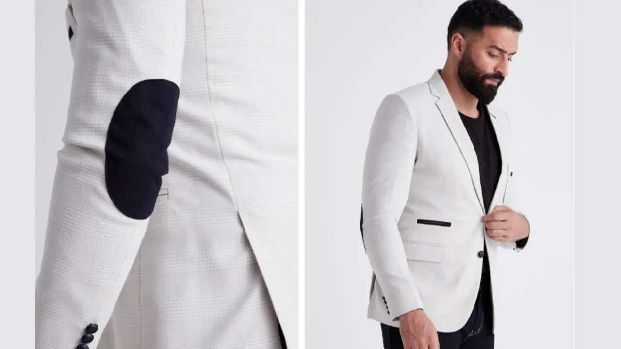 MR BUTTON Men Grey Checked Single-Breasted Slim-Fit Causal Blazers