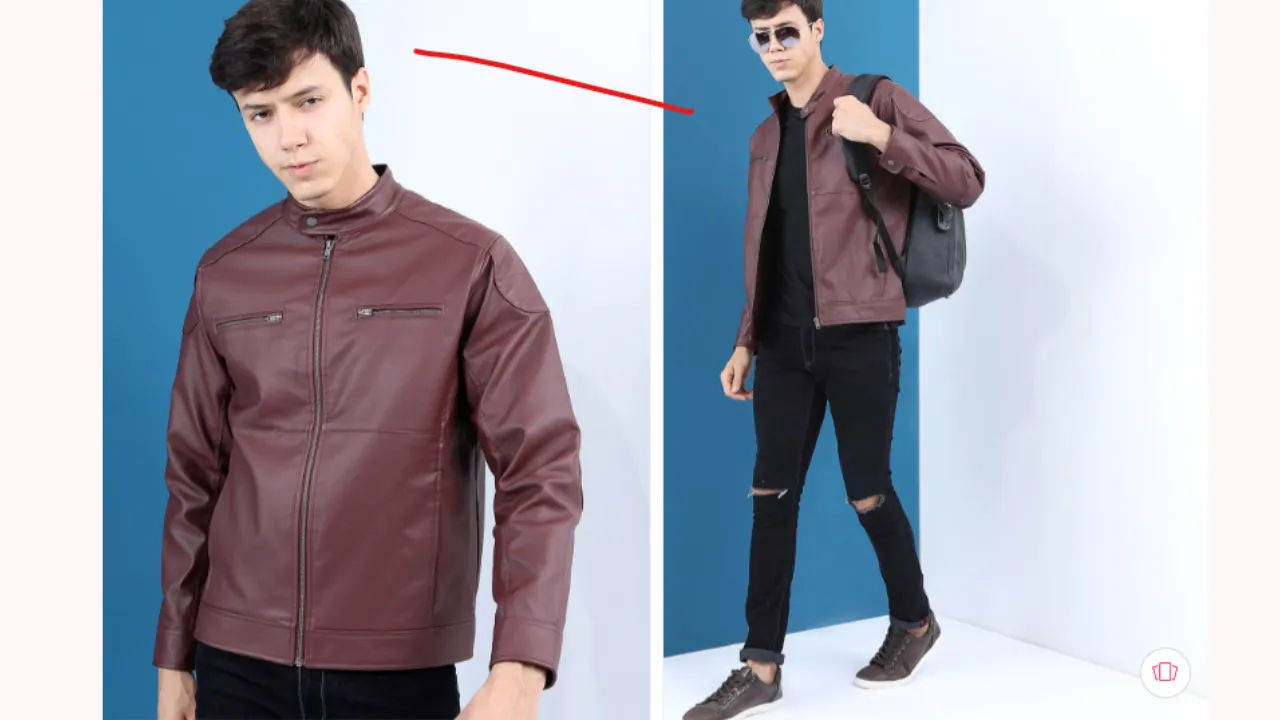 HIGHLANDER Men Burgundy Solid Leather Jacket