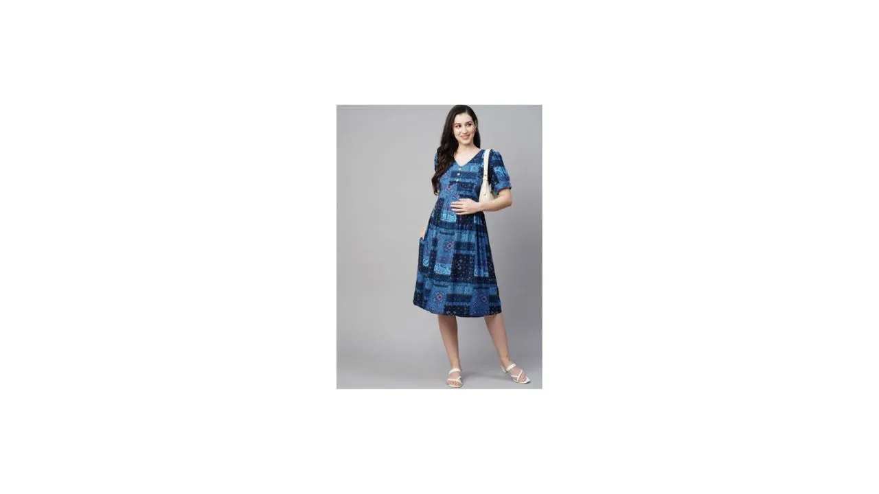 MomToBe Maternity Feeding Fit & Flare Dress