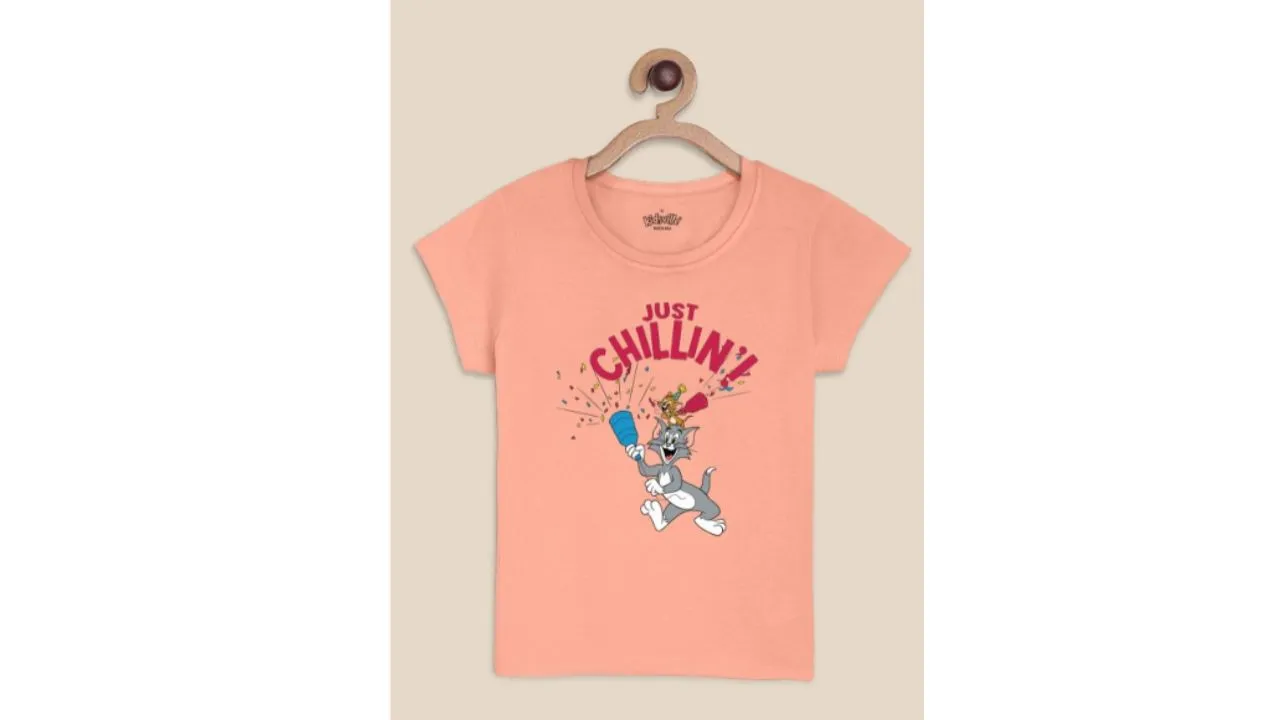Kids Ville Tom & Jerry Printed Tshirt For Kids Girls