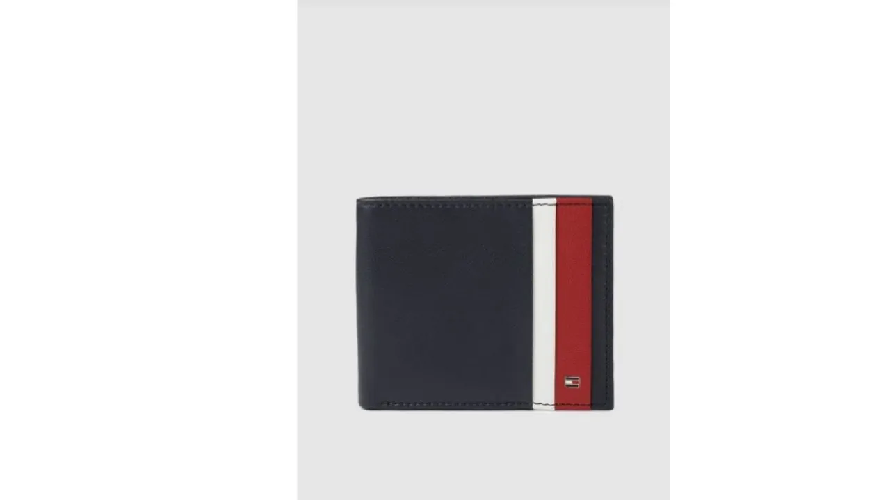 Tommy Hilfiger—Men's Navy Blue Striped Two-Fold Wallet