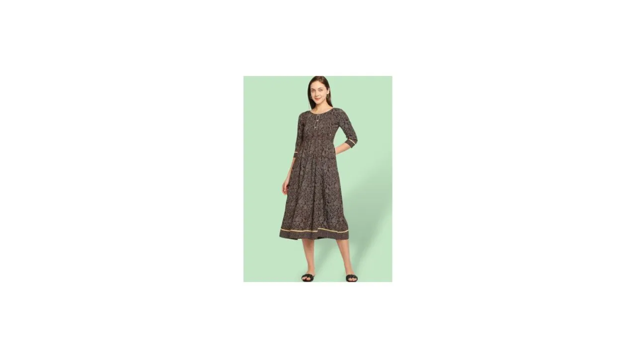 True Shape Floral Flare Pleated Maternity Dress