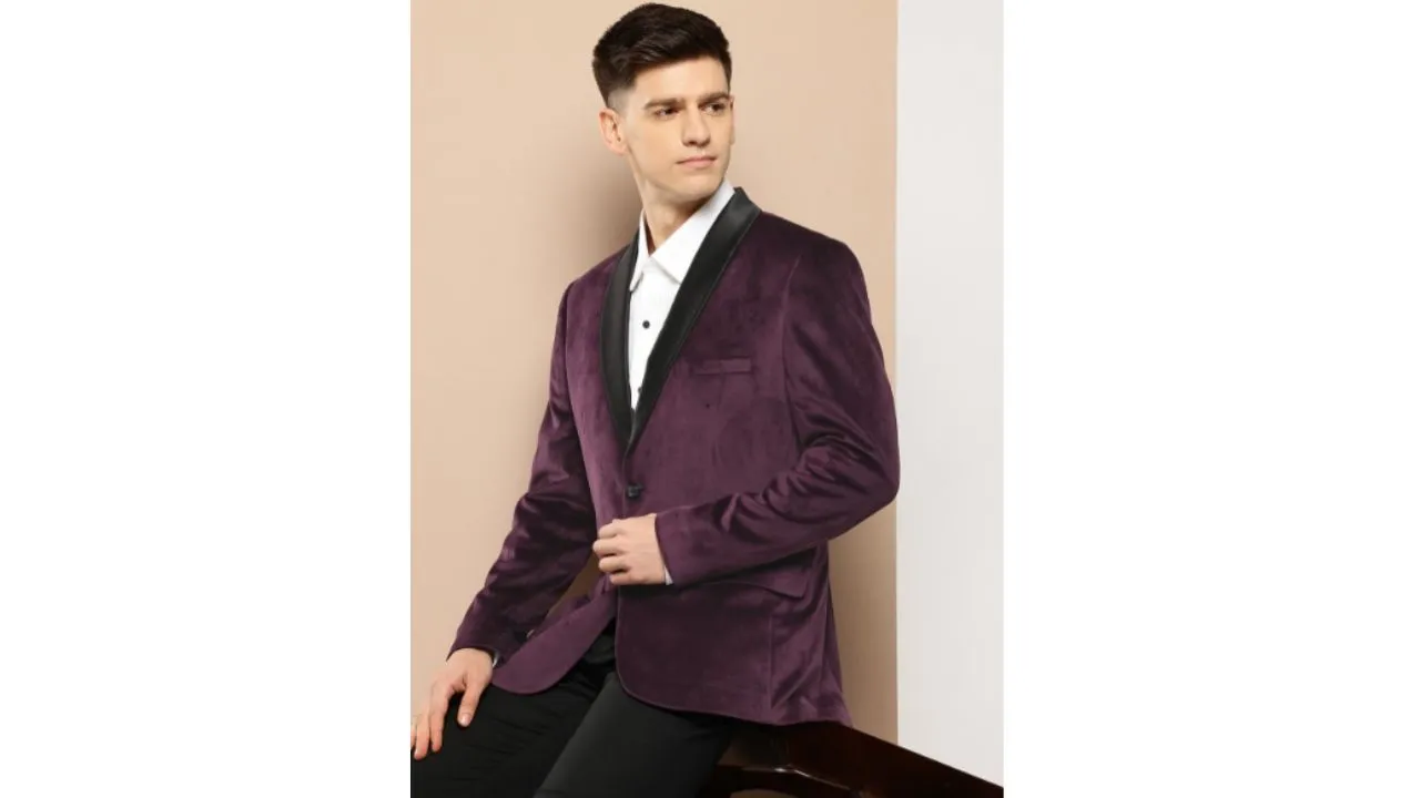 INVICTUS—Slim Fit Velvet Single-Breasted Blazers