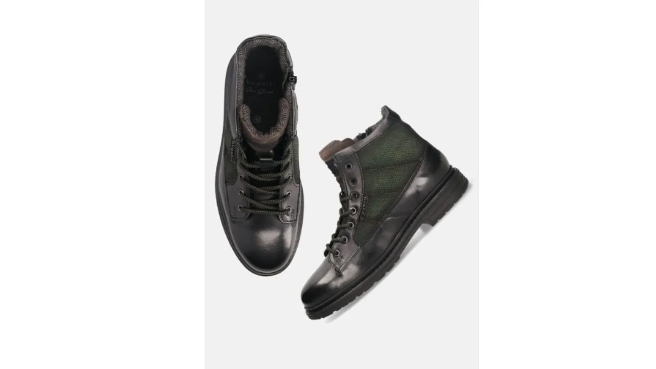 Bugatti Men Black Leather Regular Round Toe Boots