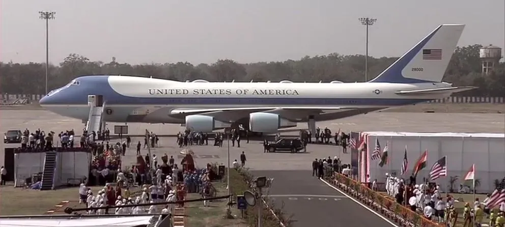 US President Trump Plane lands in Ahmedabad
