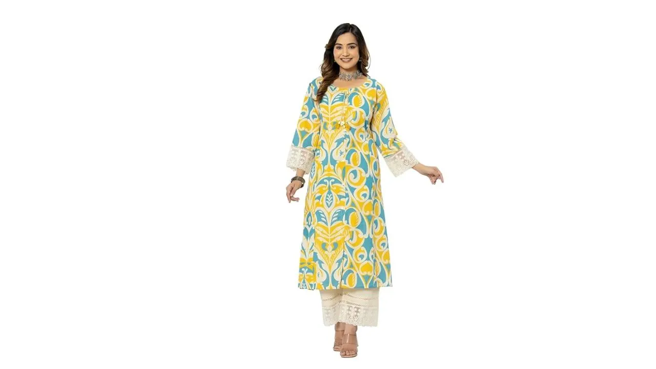 rytras Women's Cotton Kurta with Pant Set