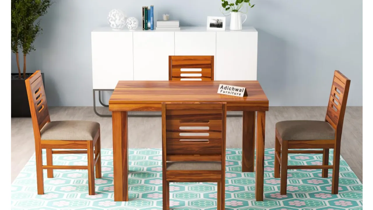 Adichwal Furniture Solid Sheesham Wood 4 Seater Dining Set Dining Table