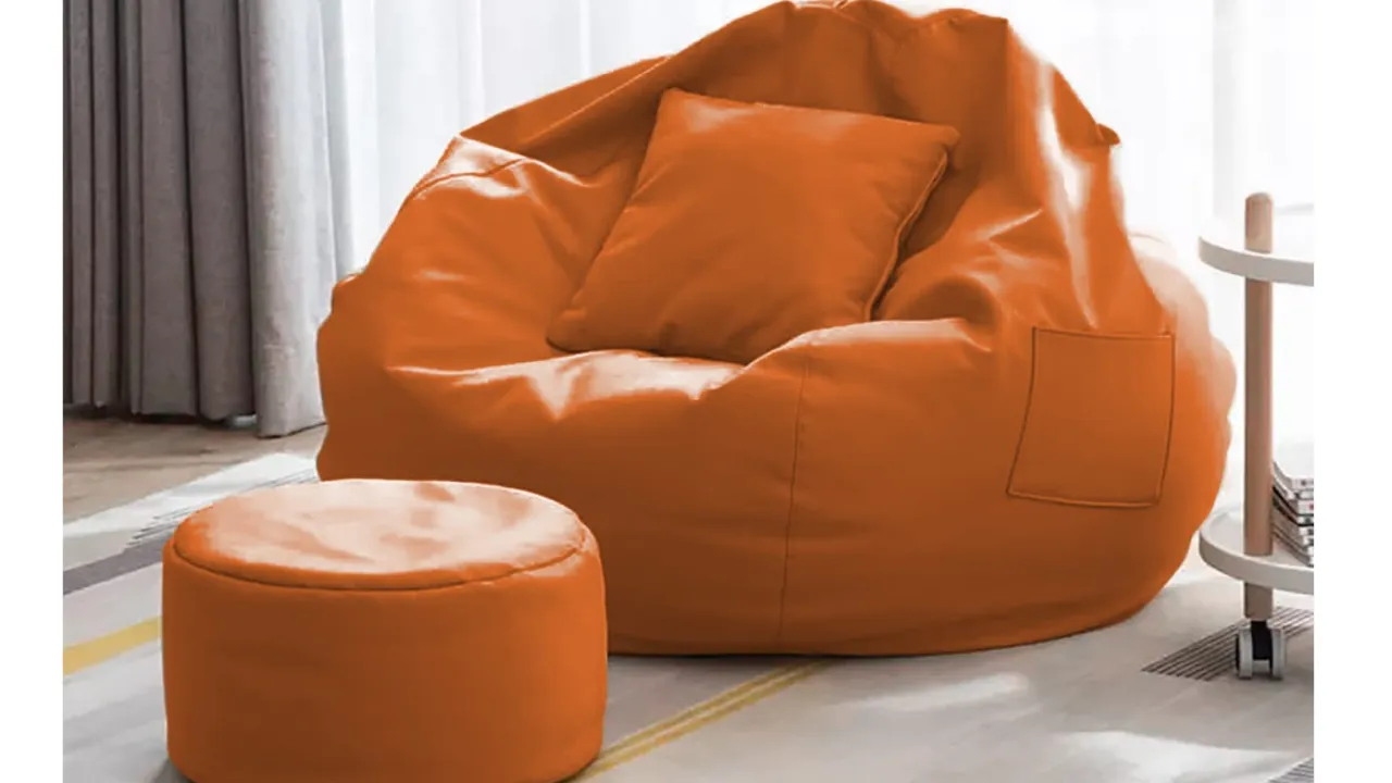Kitepro 4XL Bean Bag with Footstool & Cushion Ready to Use Filled with Beans
