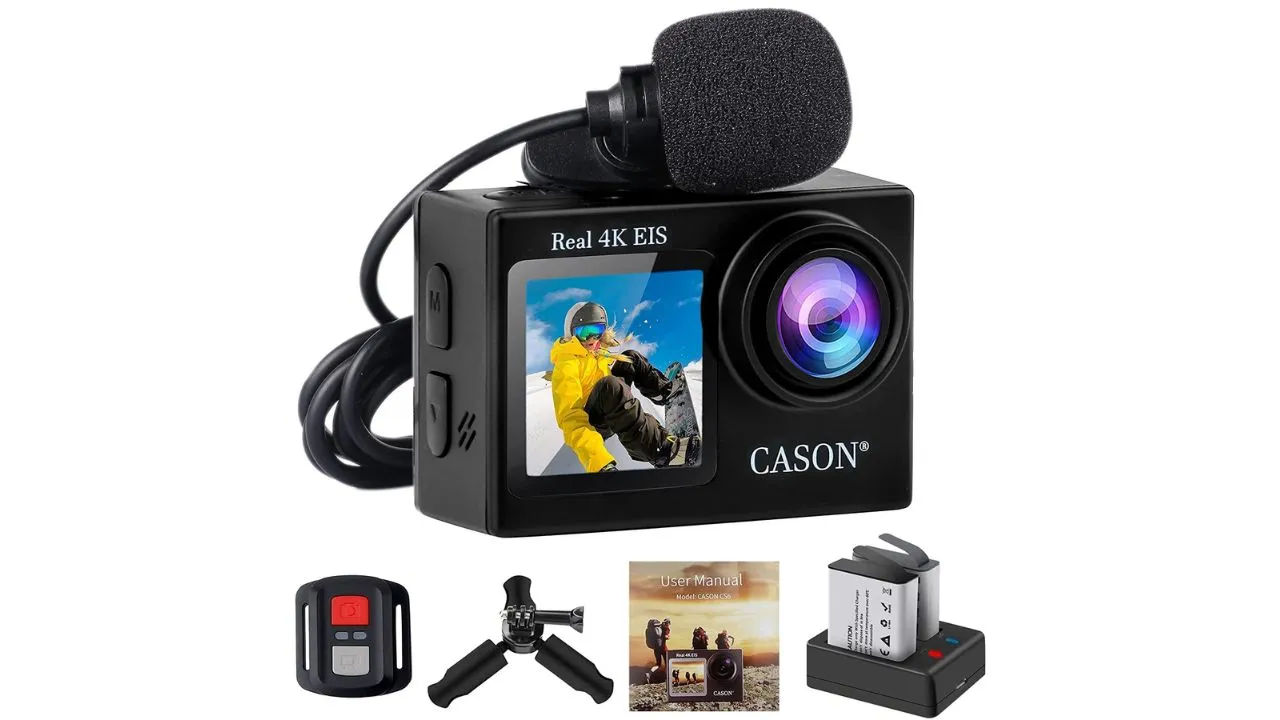 CASON CS6 5k 30Fps Action Camera, 4K Helmet Camera for Bike 
