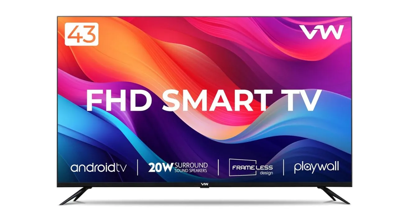 VW 109 cm (43 inches) Playwall Frameless Series Full HD Android Smart LED TV