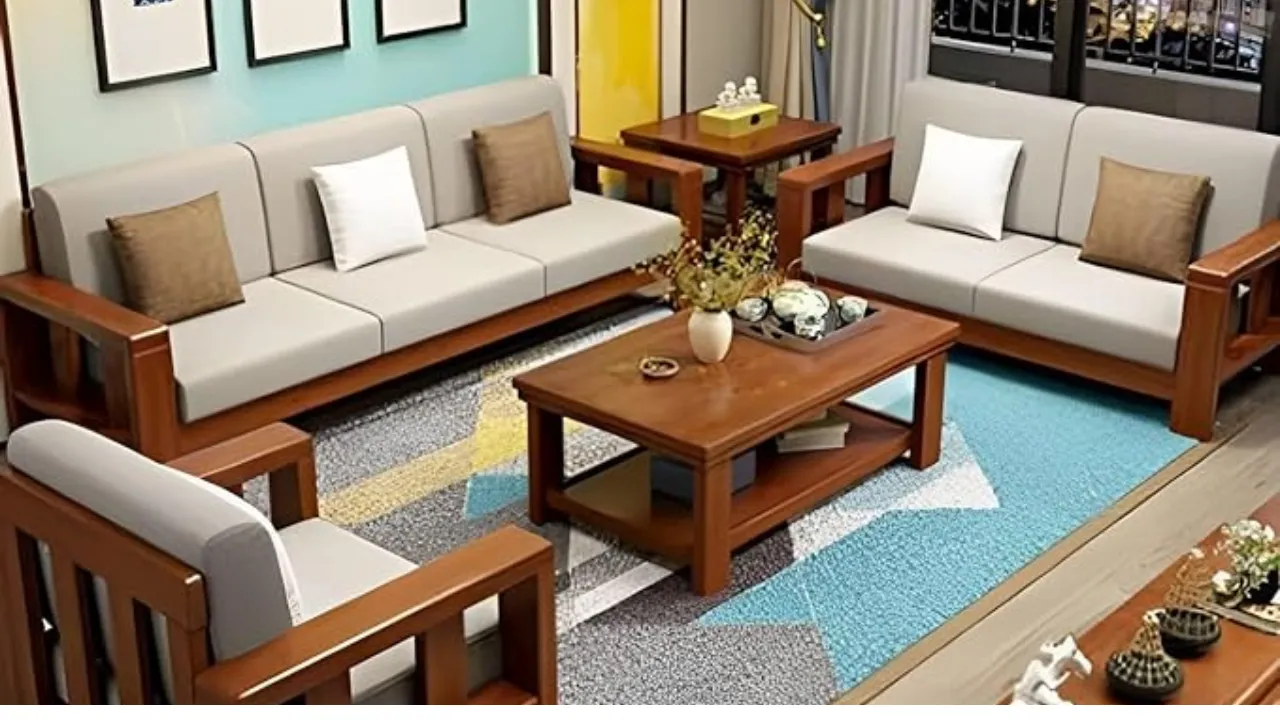 LEGEND HOME FURNITURE Sheesham Wood 6 Seater Sofa Set