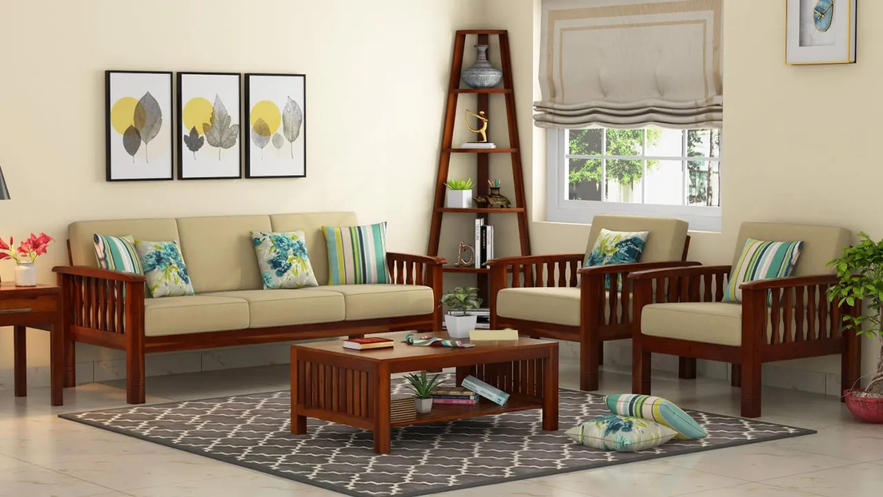 NATRAJ ART & CRAFT Sheesham Wood 5 (3+1+1) Seater Standard Sofa