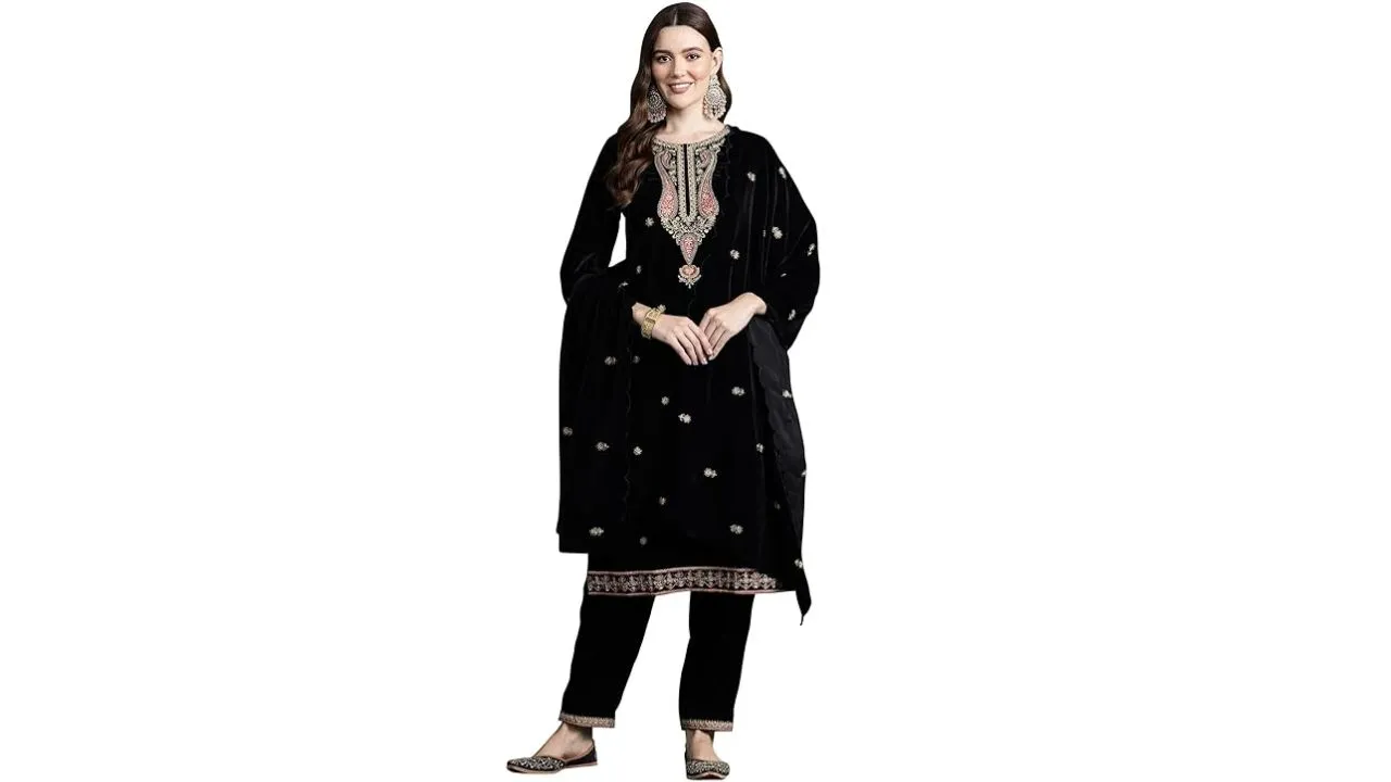 INDO ERA Women's Velvet Embroidered