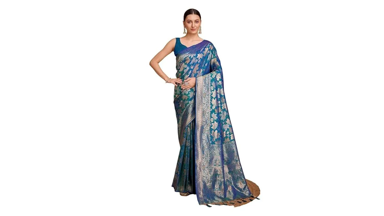 Satrani Women's Silk Dual Tone Banarasi Jacquard Saree