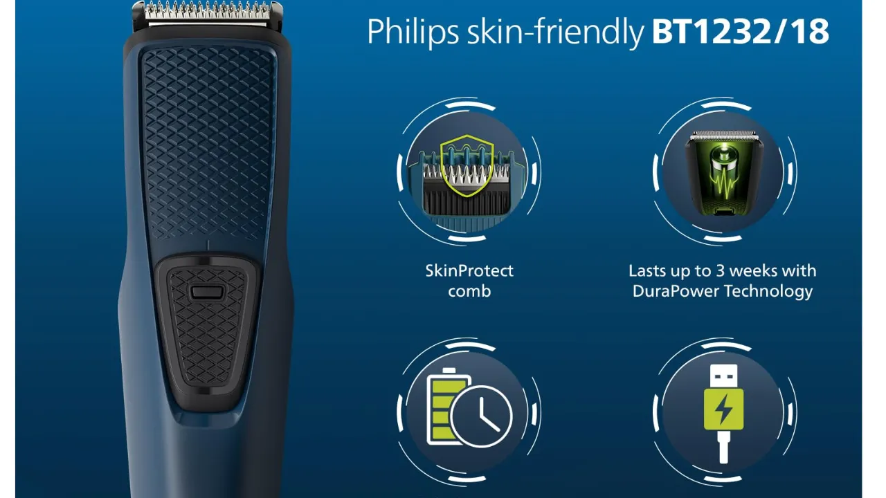 Philips Battery Powered SkinProtect Beard Trimmer for Men 