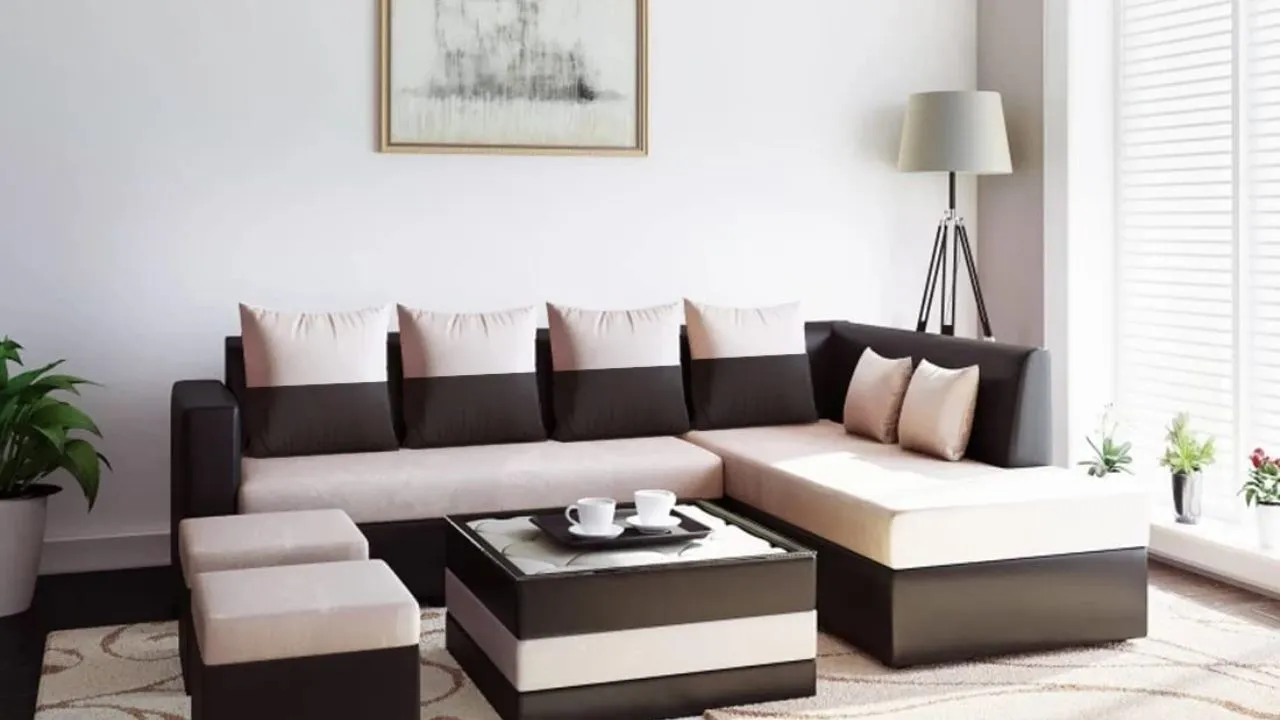 FURNY Marbo L Shape Sofa Set