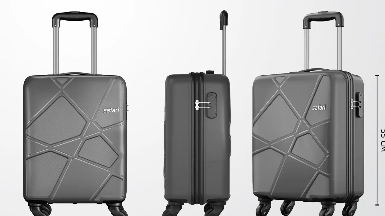 Safari Polypropylene (Pp) Pentagon Hardside Small Size Cabin Luggage Suitcase 4 Spinner Wheels Trolley Bags