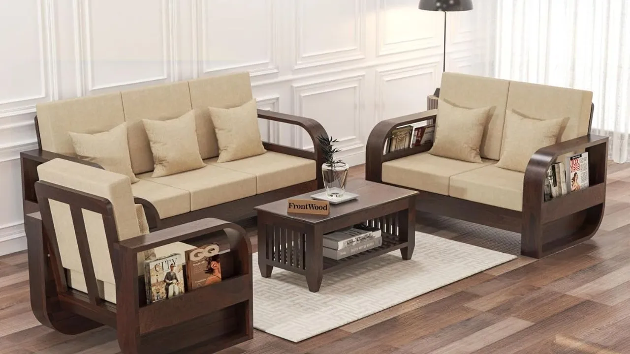 FrontWood Sheesham Wood 6 Seater Sofa Set