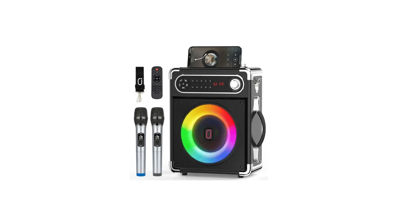 JYX Karaoke Speaker with Two Wireless Microphones System