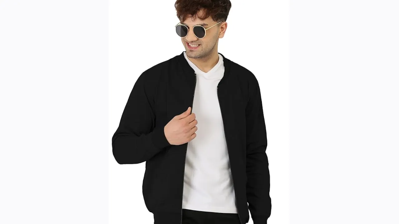 LEOTUDE CASUAL JACKET For Men's Regular Fit Loopknit Bomber Jacket 