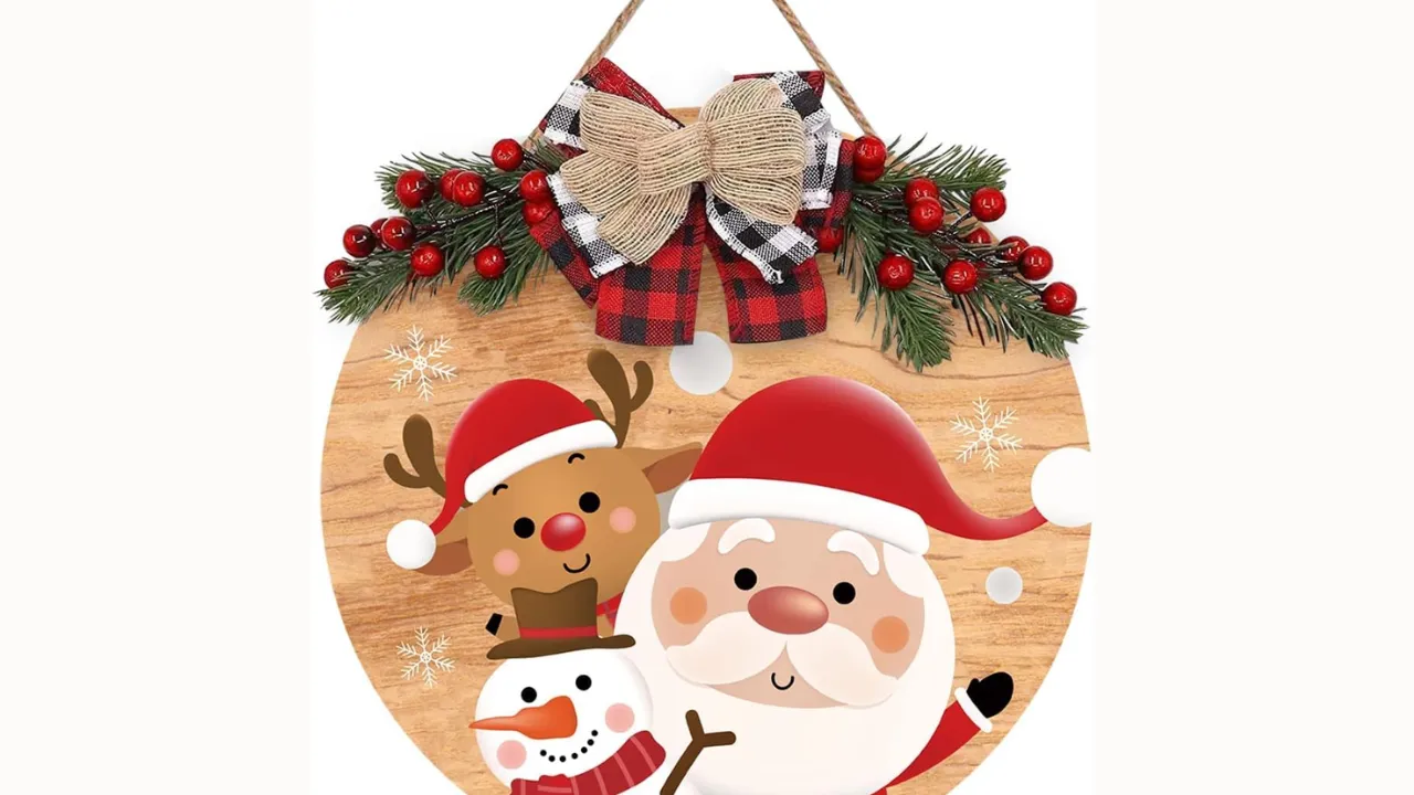 Wooden Christmas Decoration Wreath Banner Door Wall Hanging