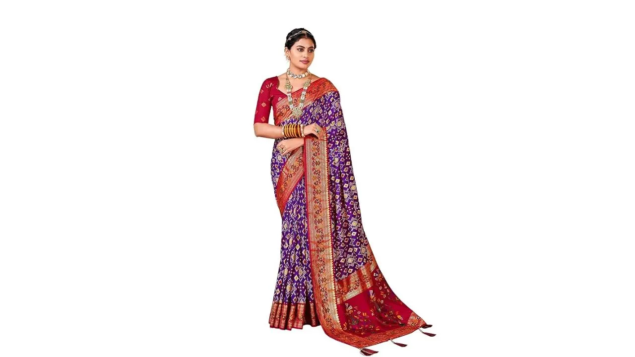 AKHILAM Women's Tussar Silk Saree