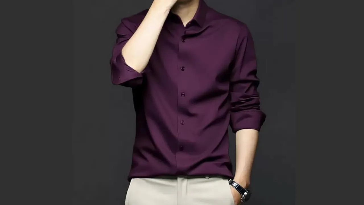 Classic Button-up Shirt for Men Solid Slim Fit 100% Cotton Casual Formal Shirt