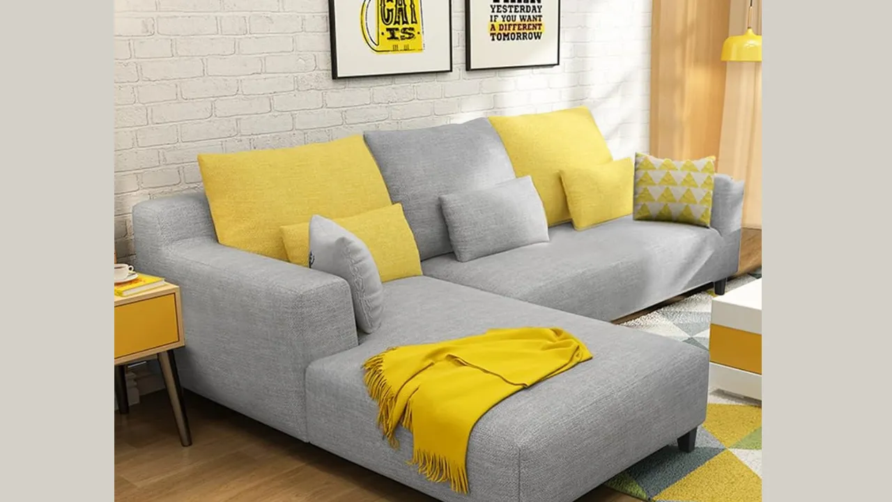 FURNY Mintoo 4 Seater Fabric LHS L Shape Sofa Set