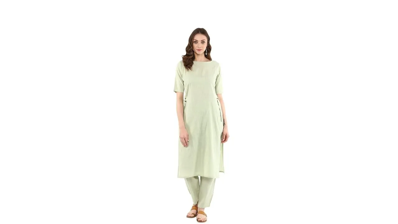  idaLia Sage Green Straight Kurta Set 