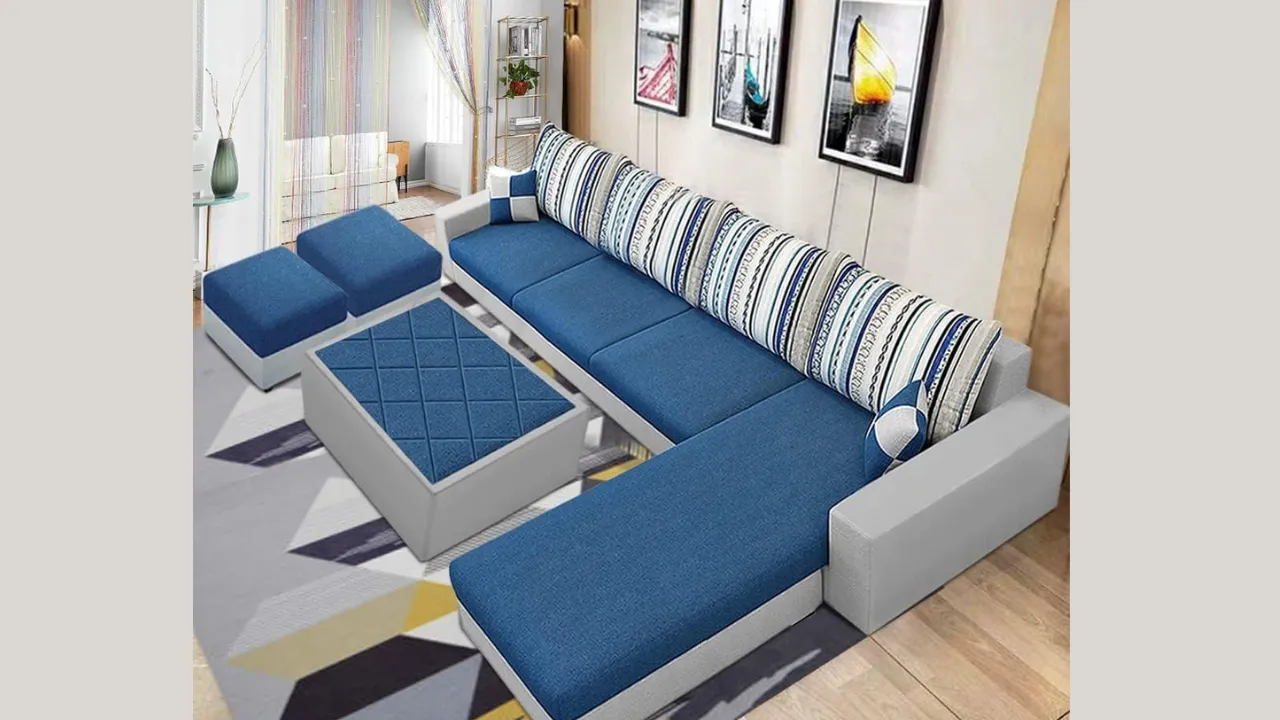 CASASTYLE Adonia 8 Seater RHS Fabric L Shape Sofa Set 