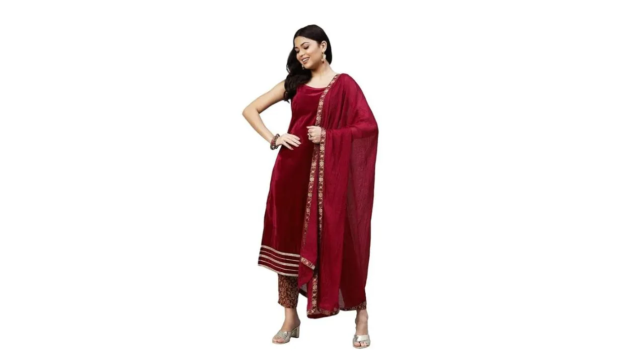 Sanisa Women's Velvet Straight Kurta Set 