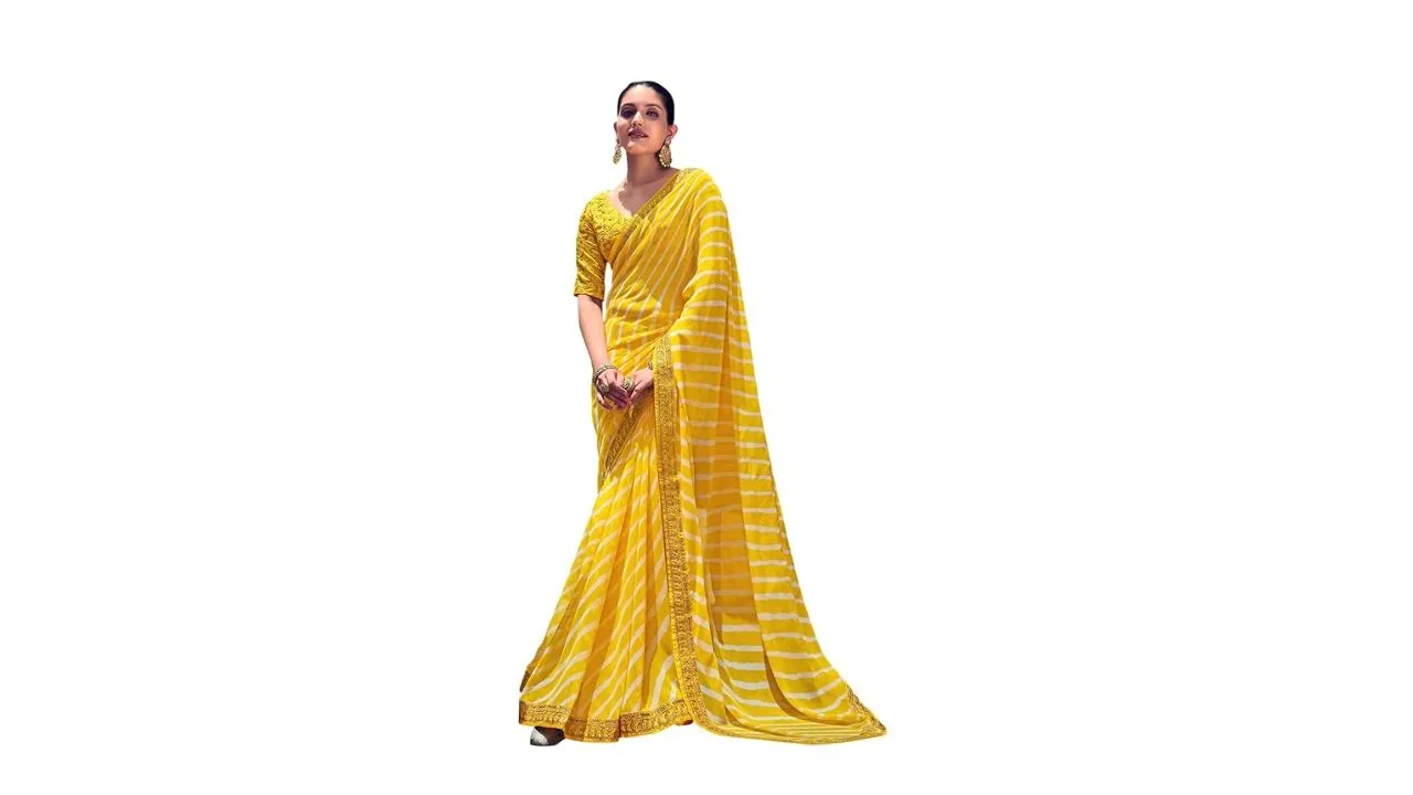 SIRIL Women's Georgette Bandhani Printed Saree 
