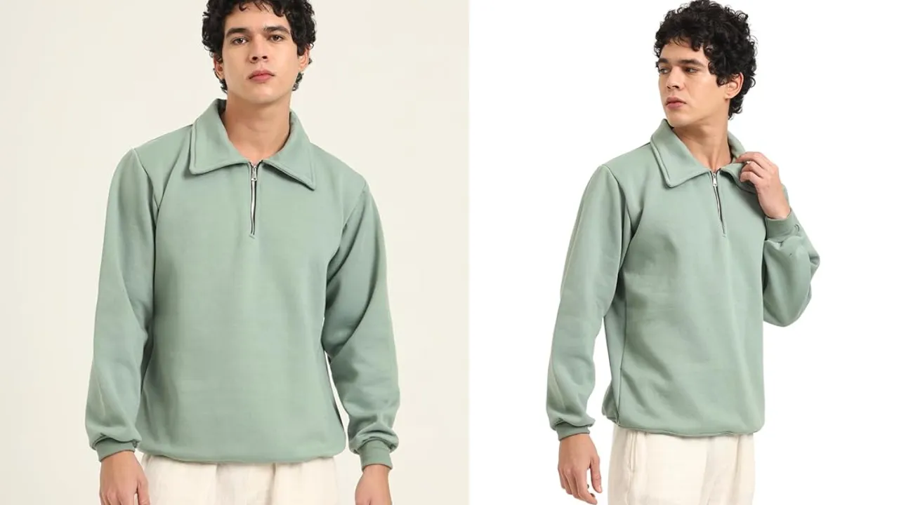 Zip-Up Old Money Solid Collar Sweatshirt for Men