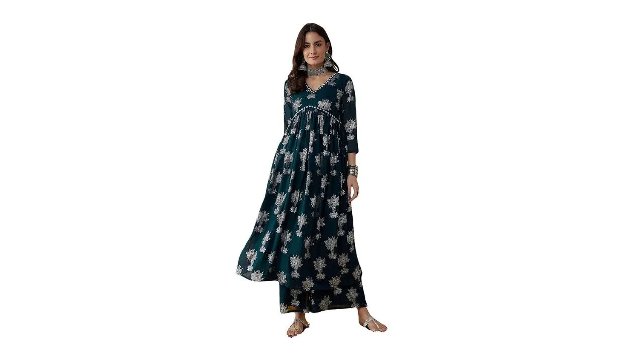 rytras Women Rayon Alia Cut Kurta And Palazzos Set