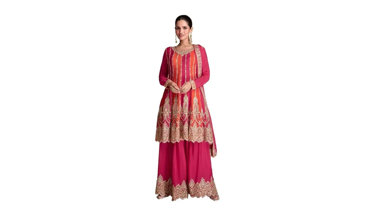 Miss Ethnik Pink and Orange Kurta Palazzo Set