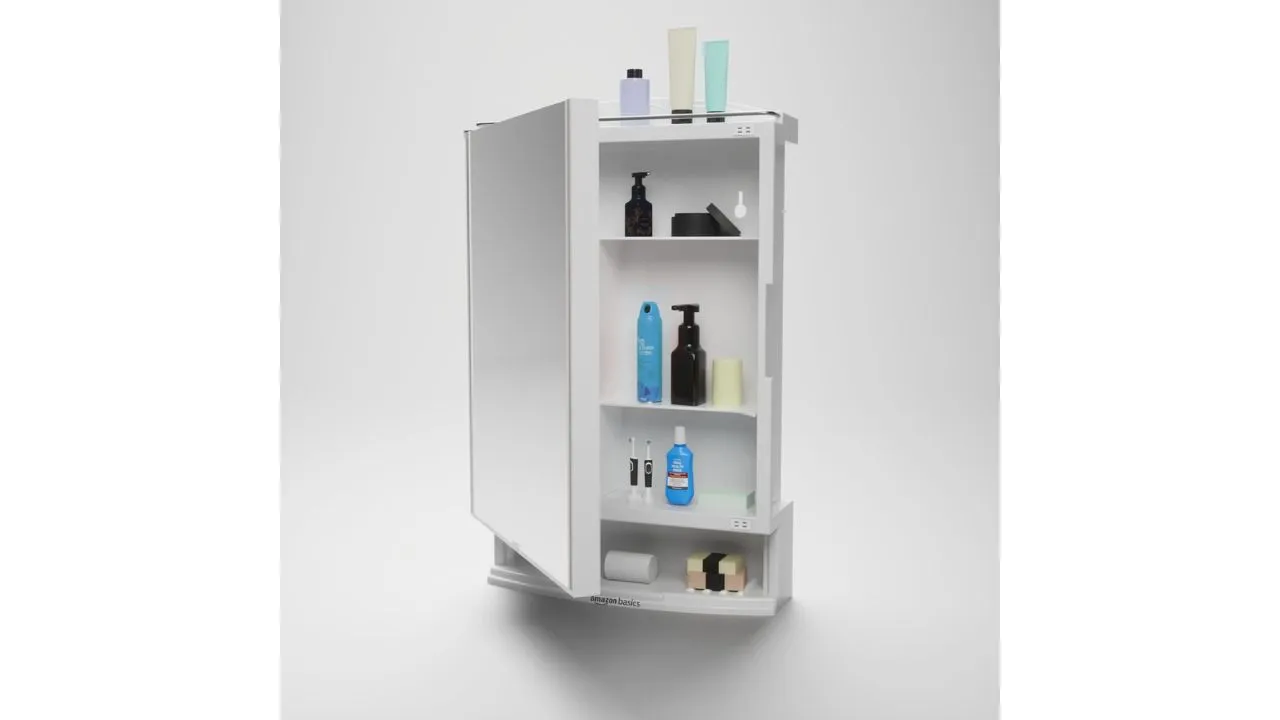 Amazon Basics Plastic Multipurpose Cabinet with Mirror