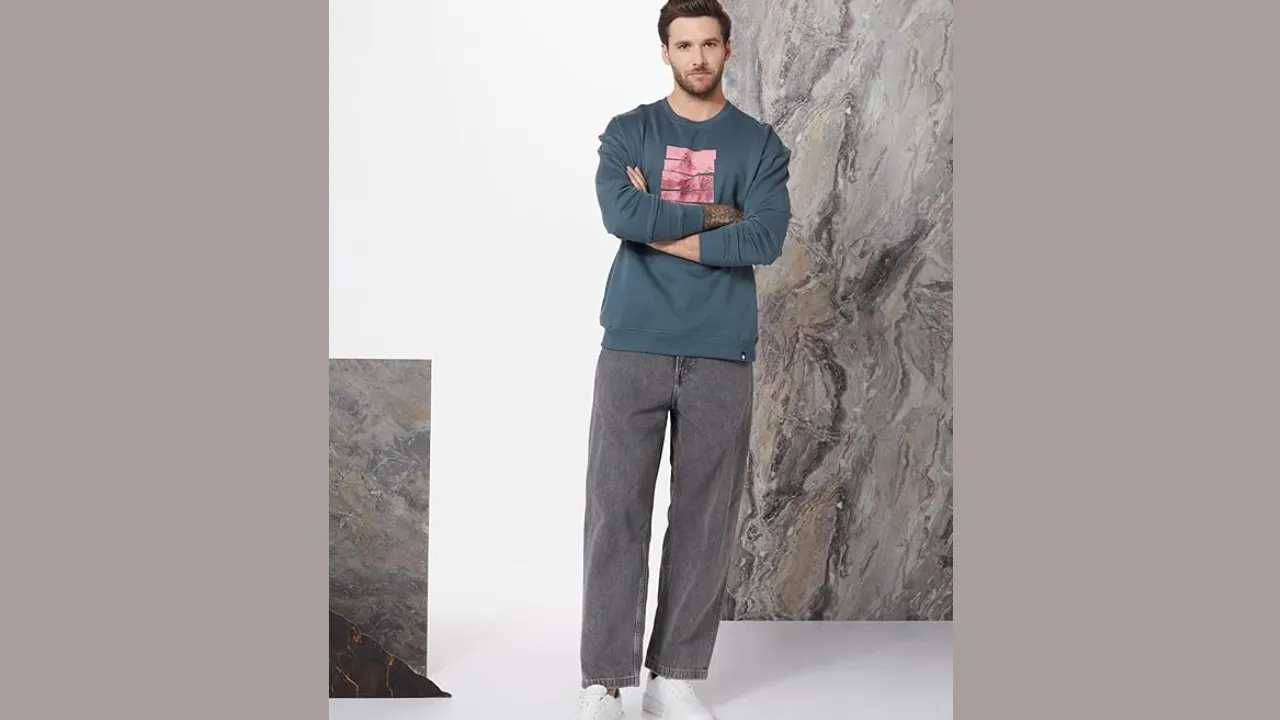 Amazon Brand - Symbol Men Cotton Rich Light Weight Crew Neck Sweatshirt