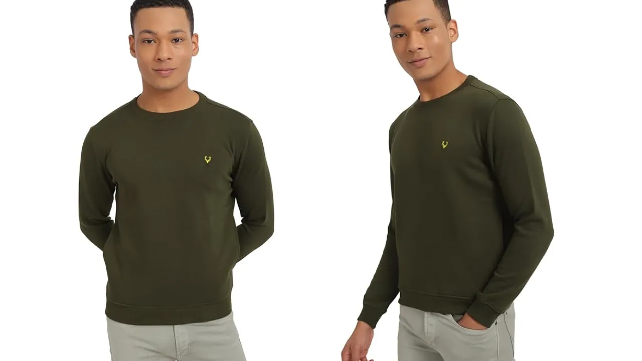 Allen Solly Men's Cotton Blend Casual Crew Neck Sweatshirt
